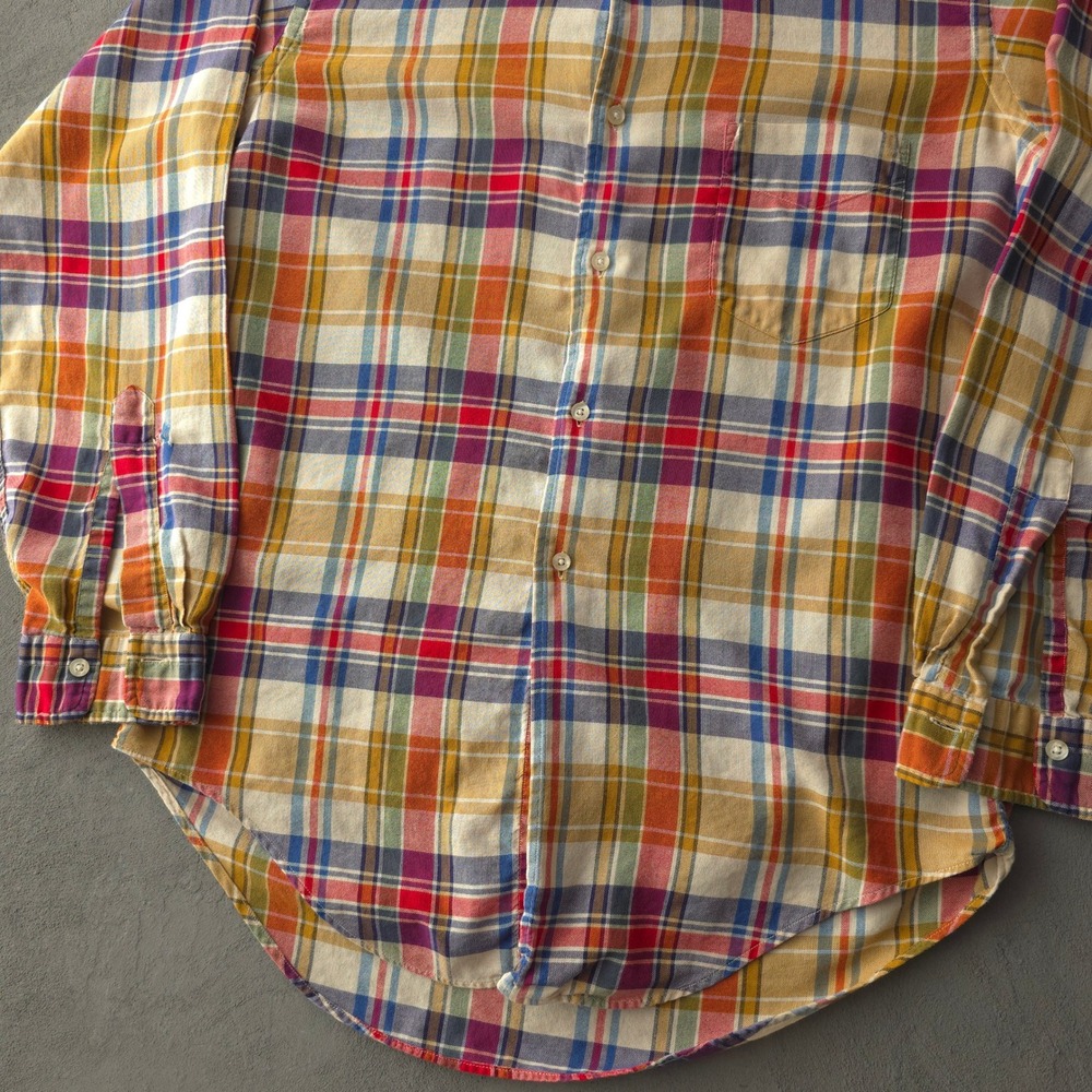 Vintage 1960s Gant Multicolor Plaid Button Down Shirt The Hugger Tapered Body - Picture 4 of 13